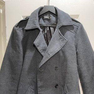 Men's Grey Double Breasted Coat by Zune Poar